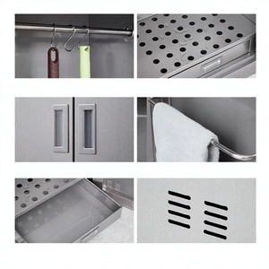 Armoire de nettoyage en acier inoxydable à double porte, organisateur de rangement pour personnel d'entretien, OEM pour usage commercial - Product Image 3