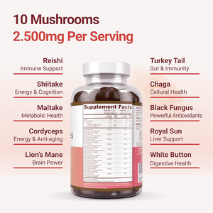Private Label integratore a base di erbe estratto gommoso complesso Ashwagandha coda di tacchino Cordyceps Chaga Reishi leoni criniera funghi enzima - Product Image 4
