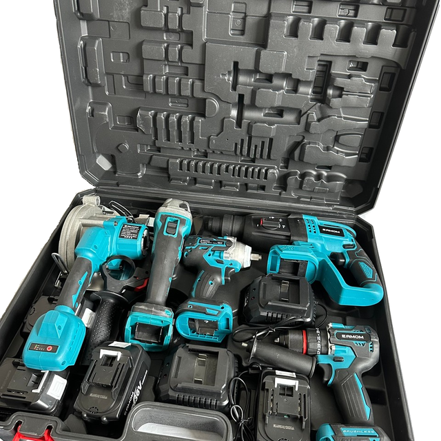 Full Set Lithium Cordless Power Tools, Brushless Multi Tools with Multiple Batteries for Workshop Construction