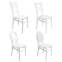 Chaise Chiavari dorée, Chaise en résine Tiffany blanche pour événements, mobilier d'extérieur pour hôtels, chaise de mariage avec coussins, vente en gros