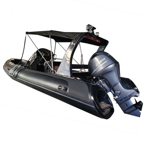 Bateau à côtes en V profond en fibre de verre noir CE avec moteur Remorque française ORCA HYPALON yacht de luxe RIB 580 pour la pêche - Product Image 2