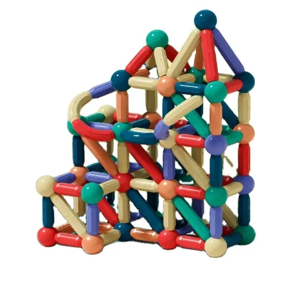 مجموعة التركيبات المغناطيسية للأطفال في مرحلة ما قبل المدرسة مكونة من 64 قطعة ألعاب ألغاز ثلاثية الأبعاد للأطفال قطع تركيب ومعاقيد مغناطيسية لأغراض التعليم