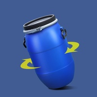 Fût en plastique de grande capacité, à bride épaissie et cerclage en fer, bleu, pour déchets chimiques liquides et enzymes, avec joint d'étanchéité, emballage stratifié, Modèle FLT