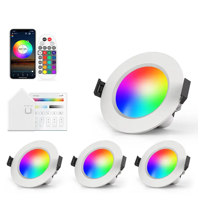 5W 9W 12W akıllı BT örgü grup kontrolü RGBW gömme led downlight uzaktan kumanda APP Alexa ses rgb downlight