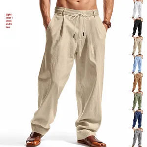 <span class=keywords><strong>Pantaloni</strong></span> da <span class=keywords><strong>Uomo</strong></span> Estivi Casual Larghi Leggeri in Misto <span class=keywords><strong>Lino</strong></span> Traspirante a Vita Media con Coulisse, Modello 2026 di Tendenza - Product Image 1