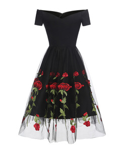 <span class=keywords><strong>Robe</strong></span> de soirée pour femme à col en forme de cœur, jupe de fée fleurie, <span class=keywords><strong>robe</strong></span> imprimée de roses, <span class=keywords><strong>robe</strong></span> rétro en dentelle - Product Image 5