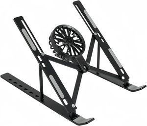 Metal Laptop Stand with Removable Fan Laptop Holder Viewing Angle Adjustable Width Flexible Riser for <b>Desk</b> <b>Office</b> Use <b>Foldable</b> - Product Image 1