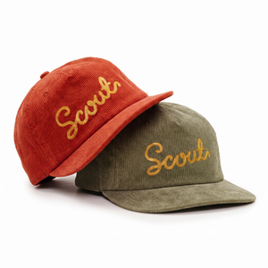 Gorra de Pana Personalizada OEM de 5 Paneles con Logotipo Bordado en Cadena, Gorra Snapback Sin Estructura - Product Image 1