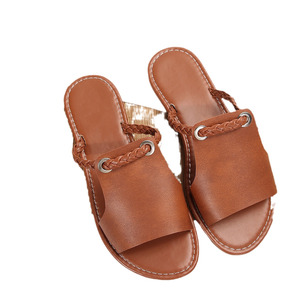 Exquisitas Sandalias Planas de Mujer con Tira Trenzada de Color Sólido, Pantuflas Planas de Piel Sintética de Primera Calidad, Calzado Informal para la Playa, Vacaciones y Uso Diario - Product Image 5