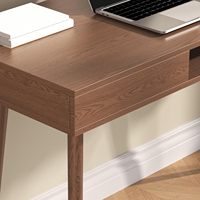 Bureau d'écriture en noyer à 2 tiroirs, compartiment de rangement ouvert, quatre pieds, pour bureau à domicile, étude ou travail sur ordinateur, directement de l'usine