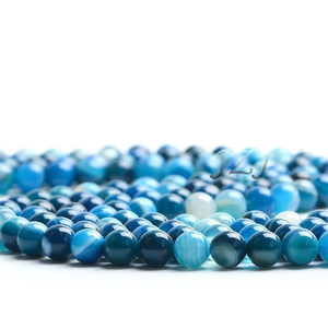 Cuentas de Ágata Rayadas de Color <span class=keywords><strong>Azul</strong></span> de 4/6/8/10/12 mm a Precio Económico para la Fabricación de Joyería DIY, Cuentas Sueltas para Hacer Collares y Pulseras - Product Image 3