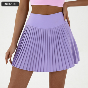 تنورة رياضية مطاطية عالية الخصر للنساء-تنورة تنس سريعة الجفاف بطبقتين مطوي لليوجا والجيم والتمارين والجري - Product Image 2