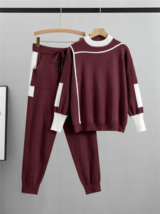 2025 automne hiver élégant femmes décontracté tricoté deux pièces costume pour <span class=keywords><strong>Amazon</strong></span> transfrontalier Style coréen solide <span class=keywords><strong>grande</strong></span> <span class=keywords><strong>taille</strong></span> - Product Image 4