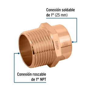 Connettore in rame Master con unità 160, filettatura esterna 1 ', Foset - Product Image 2
