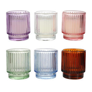 حامل شموع زجاجي ملون للزينة المركزية للطاولة، وعاء للشموع الصغيرة - Product Image 1