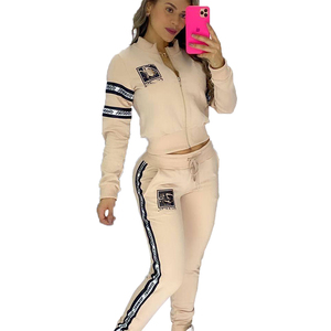 Completo Due Pezzi da <span class=keywords><strong>Donna</strong></span> di Lusso con Stampa Autunno/Inverno, Manica Lunga con Zip, Tuta Sportiva di Marca - Product Image 3