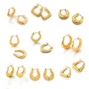 hot selling stainless steel geometric simple hoop earring ear rings steel earrings simple gold hoop women earrings