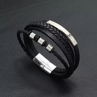 Bracelet en cuir multicouche pour hommes en gros avec boucle magnétique en alliage tressé Nouveaux bracelets de charme de mode