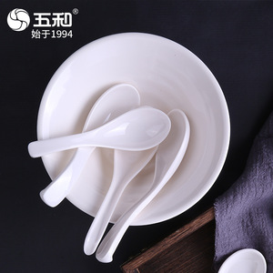 Five Harmony White Melamine Spoons Imitation Porcelain Hotel Restaurant Commercial Use - Product Image 2