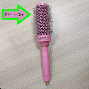 Individuelles Logo Keramik-Nylon-Borsten Entwirrbürste Rosa Haarglätter-Bürste Nano-Technologie Keramik-Ionen Rundbürsten-Set - Product Image 5