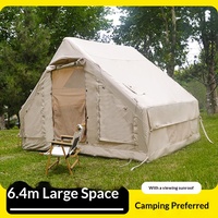Tenda Tiup Empat Musim Lapis Ganda Tahan Air 6.4 m Datar untuk Berkemah Perjalanan Luar Ruangan Kain Oxford Tebal Otomatis