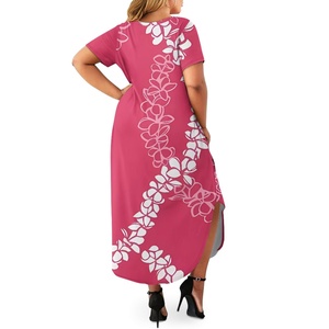 Color Rosa Hawaiano Paukenikeni <span class=keywords><strong>Elei</strong></span> diseñ<span class=keywords><strong>o</strong></span> mujer Casual manga corta Maxi vestidos sueltos elegante fiesta vestido largo con bolsillos - Product Image 2