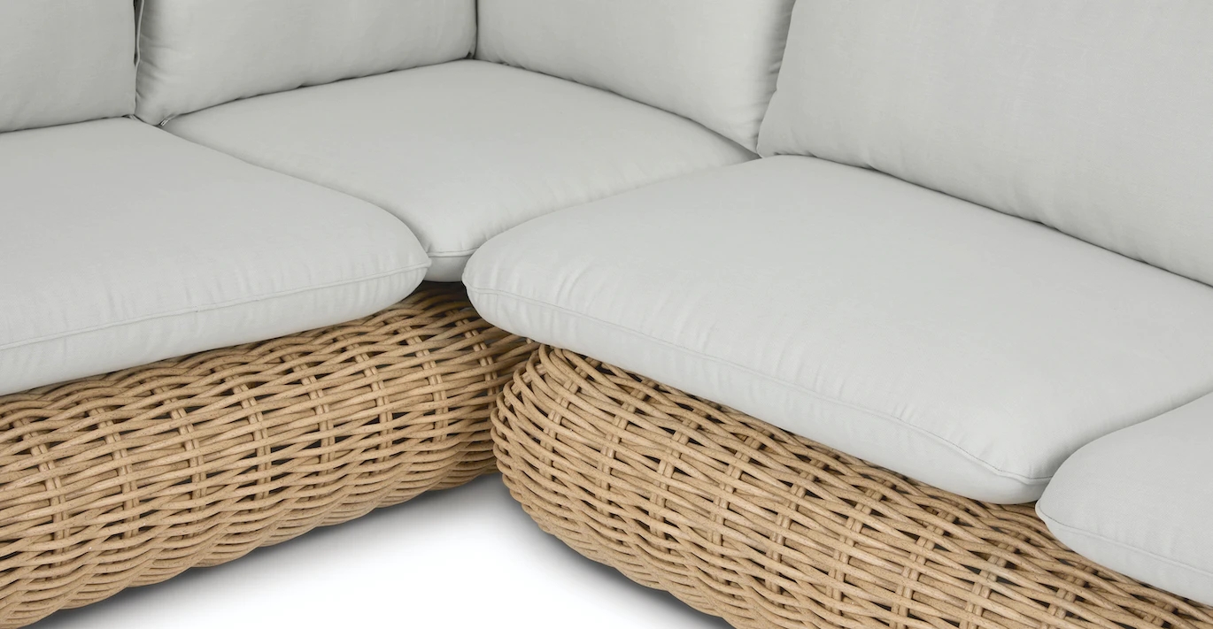 L shape villa furniture  large size rattan sofa set wicker sectional set sofa