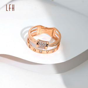 Bague de fiançailles en or véritable 18 carats AU750, zircon minimaliste, zircon rond taillé, bijoux en or, vente en gros - Product Image 2