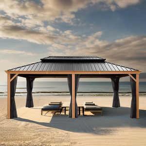 Gazebo de jardin extérieur autoportant Youya Design, en aluminium imperméable, résistant à la pluie, avec <span class=keywords><strong>filet</strong></span> - Product Image 1
