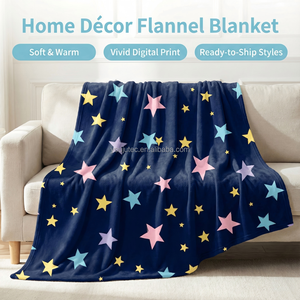 Coperta in Flanella Morbida e Accogliente con Motivo Stellato Blu Navy, 130x150cm, Design Cartoon a Righe, Confezionata Sottovuoto per Tutte le Stagioni - Product Image 4