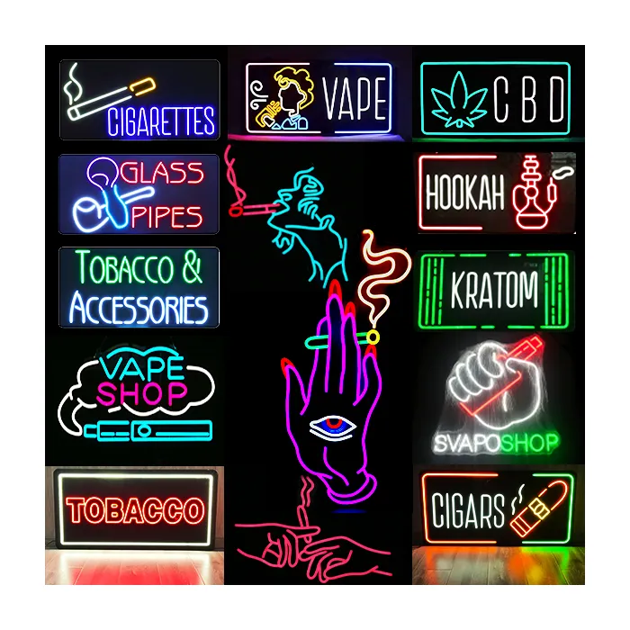 Open smoke shop electronic sign board light rgb acrylic backlit illuminated business bar store letter led neon sign custom logo