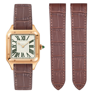 Bracelets de <span class=keywords><strong>montre</strong></span> en cuir véritable 20 mm 23 mm pour <span class=keywords><strong>Cartier</strong></span> Santos 100 avec inserts en plastique et grain d'alligator pour femme - Product Image 1