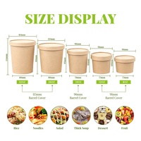 ZJPACK Bols à soupe en papier kraft biodégradable de qualité alimentaire à paroi simple, imprimés sur mesure, écologiques, jetables, avec couvercle pour plats à emporter