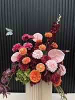 Composition florale artificielle pour mariage d'automne, roses bordeaux et hortensias, pour allée de cérémonie et décoration de fête - Meilleures ventes