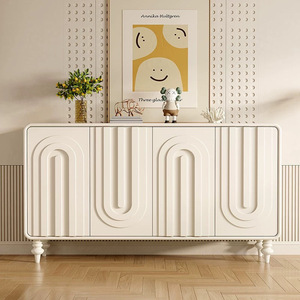 Nordic Style <b>Sideboard</b> Cabinet 3 Compartments <b>Walnut</b> Wood Storage Living Room Furniture - Product Image 4