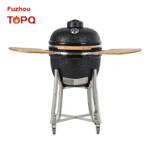 TOPQ Panggangan Arang Kamado Barbeque 20 ", Grill Cypersegi dengan Tiga Kaki Yang Dapat Dilepas