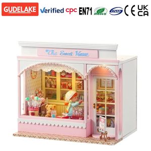 Casa de Muñecas Multifuncional de Madera Ecológica DIY con Función de Luz Intermitente, Rompecabezas 3D Hecho a Mano de Cuentos de Hadas de Ositos de Caramelo, Miniatura para - Product Image 1