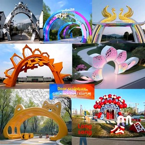 Escultura de cabeza de puerta grande de acero inoxidable hecha a medida, estructura metálica de acero, fibra de vidrio, diseño creativo de dibujos animados, adorno decorativo de 1m x - Product Image 2