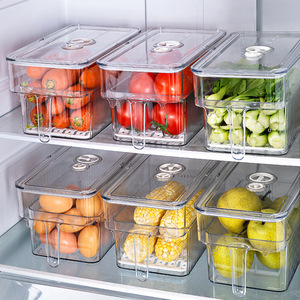 Food Storage Box Rectangle Transparent With Lid And Handle For Fridge Vegetable Fruit Preservation Organizer - Product Image 1