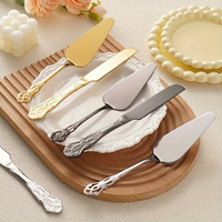 Set Pisau dan Sendok Kue Gaya Barok dari Baja Anti Karat, Perlengkapan Pemotong Kue Pernikahan Mewah, Set Penyajian Kue