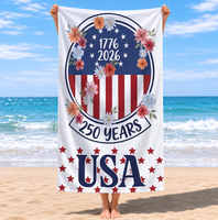 Serviette de bain absorbante à séchage rapide en microfibre douce, 250e anniversaire américain, couverture de plage avec drapeau américain pour la natation