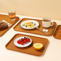 Plateau en plastique style palette avec imitation bois pour la restauration et l'hôtellerie, idéal pour le thé, l'eau, les collations, les desserts, les fruits et les cadeaux