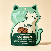 Sacs en aluminium imprimés en gravure personnalisés professionnels pour aliments pour animaux de compagnie, pochette de forme spéciale avec fermeture éclair pour friandises et collations pour chiens et chats