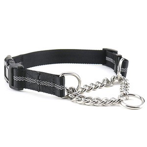 Collares reflectantes de nailon suave ajustables para mascotas, cadena de acero inoxidable, Collar de perro Martingale de liberación rápida - Product Image 3
