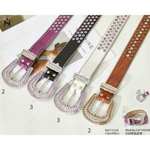 Cinturón con Hebilla Cuadrada de 3.8*105CM con Pedrería, Cinturón de Moda para Mujer - Product Image 1