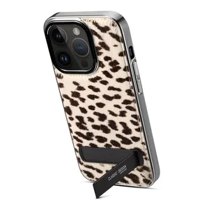 High Quality Luxury Leopard Print TPU Real leather Phone Case Women's Fashion Shockproof Back Cover for iPhone