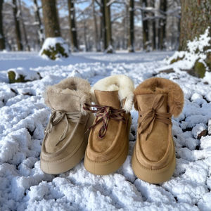 {Personnalisation d'usine} Fukallen Bottes de neige à semelles épaisses garnies de fourrure de couleur camel pour femmes Style populaire - Product Image 1