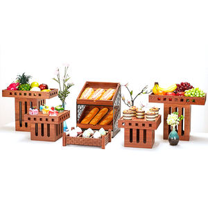 Thời trang 3 tầng bằng gỗ bánh trái cây hiển thị đứng món tráng miệng Snack phục vụ khay với khung kim loại chấp nhận đặt hàng OEM - Product Image 5
