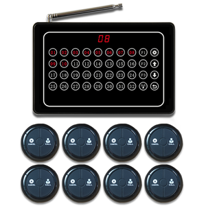 Nhà Hàng <span class=keywords><strong>Waiter</strong></span> cuộc gọi chuông hệ thống với không dây cổ tay máy nhắn tin không dây communicant hệ thống cho Nhà hàng với 8 nút - Product Image 1