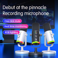 Microphone de bureau USB à condensateur RGB avec sortie XLR, réduction du bruit pour le jeu, le streaming, l'enregistrement de podcasts